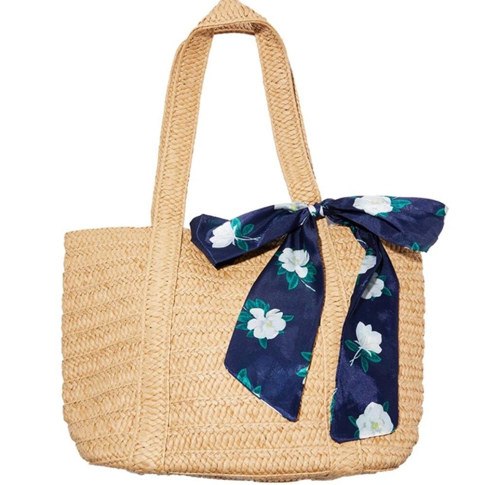 Draper James | Everyday Straw Bag with Floral Scarf